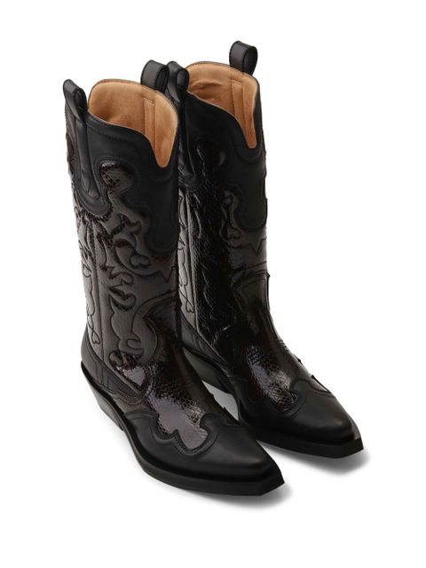 GANNI Western-style embroidered boots - Brown - zdjęcie produktu nr 2