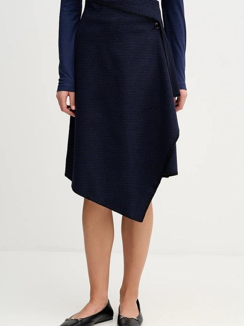 Sisley spódnica z domieszką wełny kolor granatowy midi rozkloszowana 41JML0036 - zdjęcie produktu nr 1