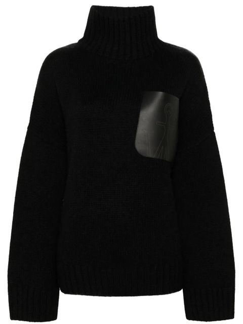 JW Anderson high-neck leather-pocket sweater - Black - zdjęcie produktu nr 1