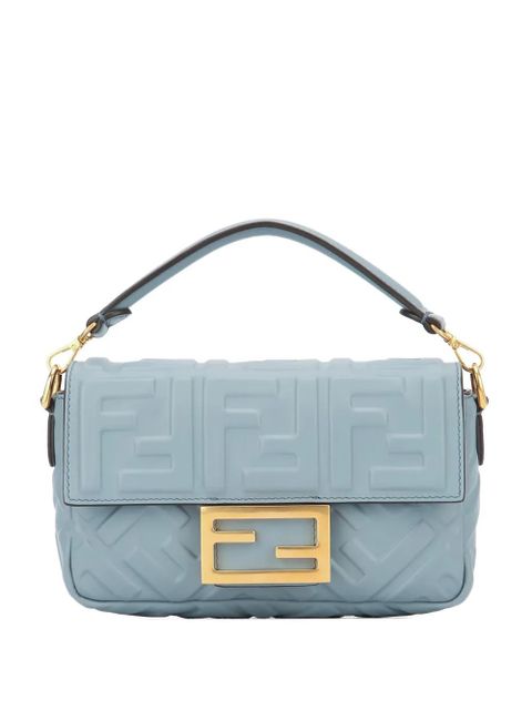 FENDI mini Baguette embossed-logo shoulder bag - Blue - zdjęcie produktu nr 1