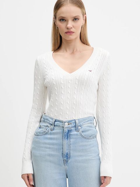 Hollister Co. sweter damski kolor biały lekki KI350-5132 - zdjęcie produktu nr 1