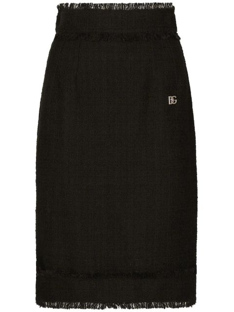 Dolce & Gabbana DG-plaque tweed midi skirt - Black - zdjęcie produktu nr 1