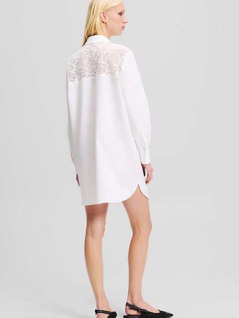 Karl Lagerfeld koszula bawełniana damska kolor biały relaxed z kołnierzykiem klasycznym A2W11006 - zdjęcie produktu nr 2