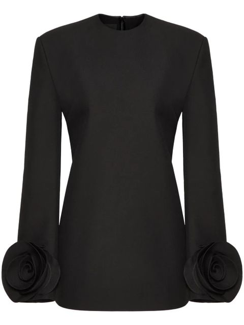 Valentino Garavani floral ruffle-cuff mini dress - Black - zdjęcie produktu nr 1