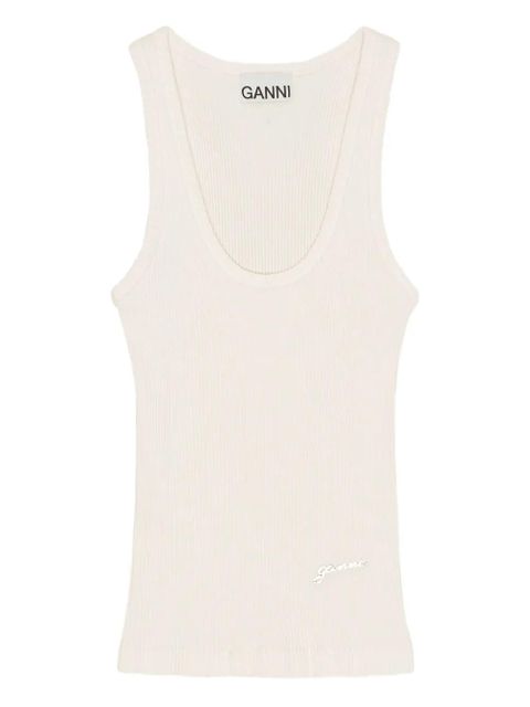 GANNI ribbed tank top - White - zdjęcie produktu nr 1