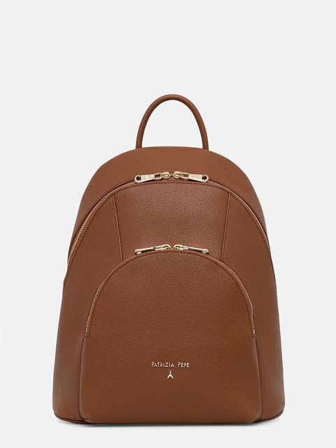 Patrizia Pepe plecak skórzany damski kolor brązowy mały gładki 8B0325 L001 - zdjęcie produktu nr 1