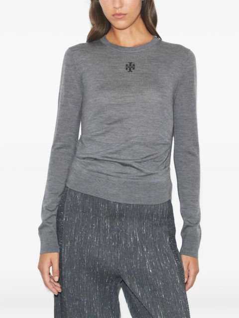 Tory Burch logo-embroidered wool sweater - Grey - zdjęcie produktu nr 2