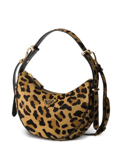 Prada mini Arqué printed leather shoulder bag - Neutrals