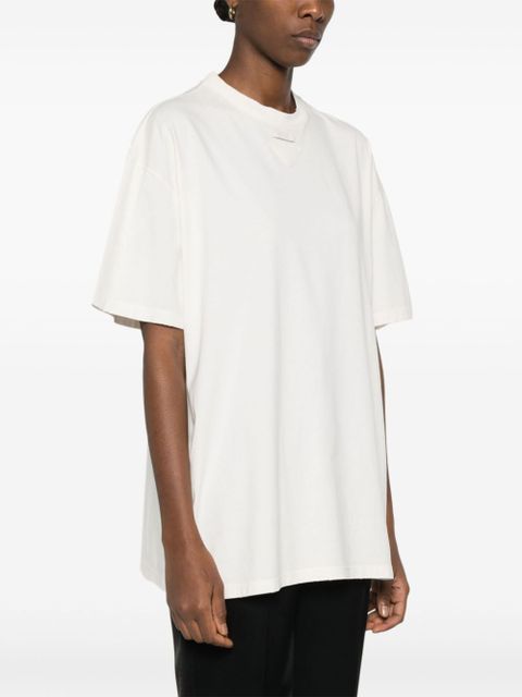 Prada embroidered triangle-logo T-shirt - Neutrals - zdjęcie produktu nr 2