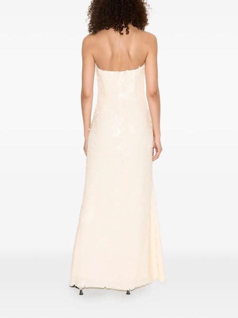 Simon Miller Sculpty sequin-embellished strapless maxi dress - Neutrals