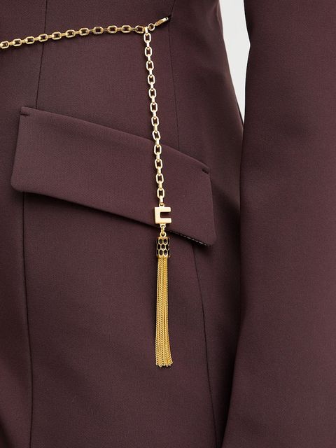 Elisabetta Franchi sukienka kolor bordowy mini prosta AB89657E2