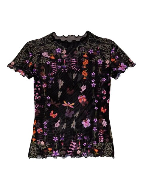 Agua By Agua Bendita floral-print mesh t-shirt - Black - zdjęcie produktu nr 1