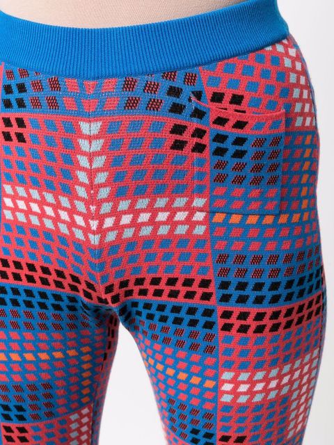 Rabanne geometric-print knitted trousers - Blue
