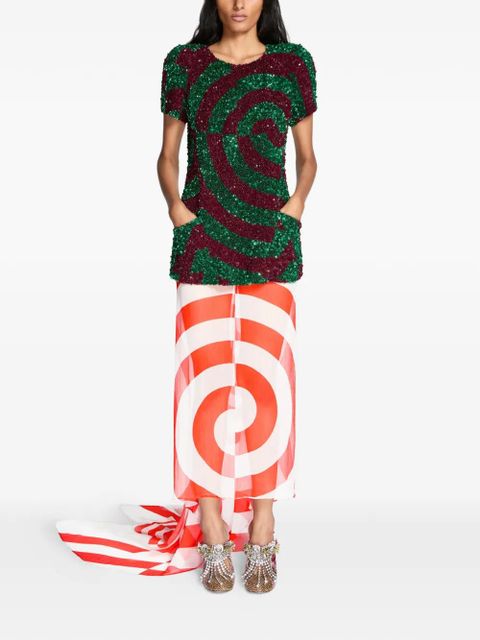 DRIES VAN NOTEN printed silk maxi skirt - Red - zdjęcie produktu nr 2