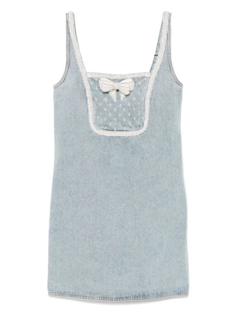 Self-Portrait bow denim mini dress - Blue - zdjęcie produktu nr 1