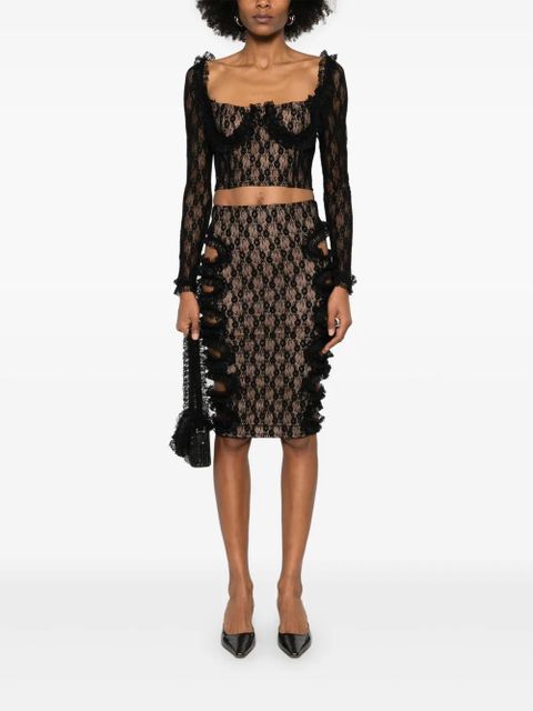 Self-Portrait x Christopher Kane lace ruffle top - Black - zdjęcie produktu nr 2