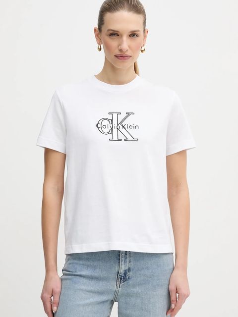 Calvin Klein Jeans t-shirt bawełniany damski kolor biały LV047E819G - zdjęcie produktu nr 1
