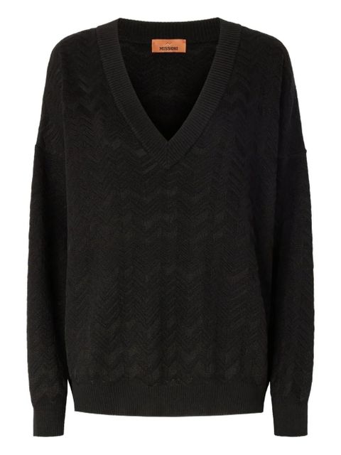 Missoni chevron-pattern V-neck sweater - Black - zdjęcie produktu nr 1