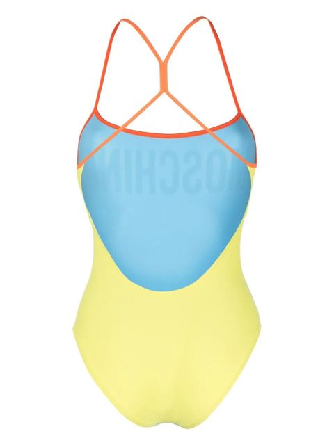 Moschino logo-print crossed-straps swimsuit - Blue - zdjęcie produktu nr 2