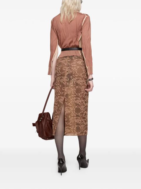 Acne Studios floral-lace split-detail midi skirt - Neutrals