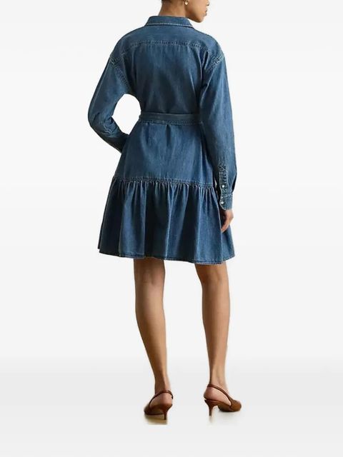Lauren Ralph Lauren belted button-down mini dress - Blue