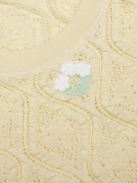 Self-Portrait floral embroidery midi dress - Yellow