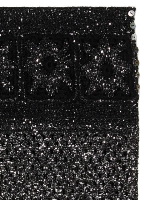 Alanui City Lights sequin-embellished fringe maxi skirt - Black