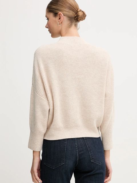 OUI sweter z dodatkiem wełny damski kolor beżowy z golfem 94268 - zdjęcie produktu nr 2