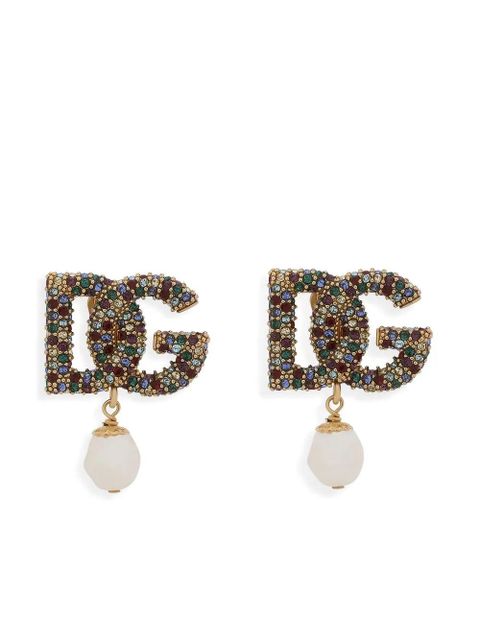 Dolce & Gabbana DG-logo rhinestone-embellished earrings - Gold - zdjęcie produktu nr 1