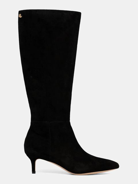 Lauren Ralph Lauren kozaki zamszowe Mckay Tl Hl damskie kolor czarny na szpilce 802967811002 - zdjęcie produktu nr 2