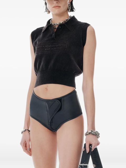 Alexander Wang logo-embossed sleeveless polo top - Black