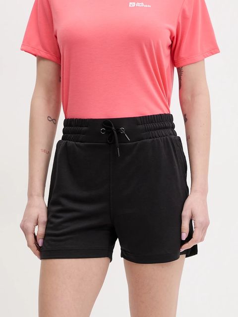 Helly Hansen szorty outdoorowe LIFA TECH damskie kolor czarny gładkie high waist 63419 - zdjęcie produktu nr 1