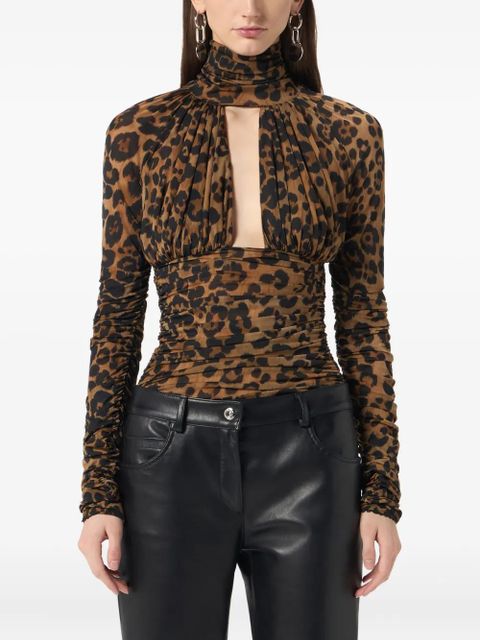 Blumarine leopard-print ruched bodysuit - Brown - zdjęcie produktu nr 2