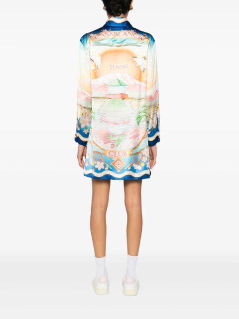 Casablanca crane-print midi dress - Blue