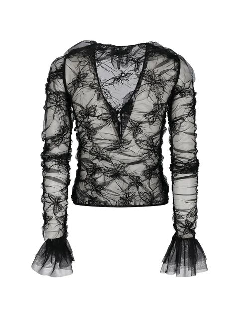 Blumarine ruffled net blouse - Black - zdjęcie produktu nr 2