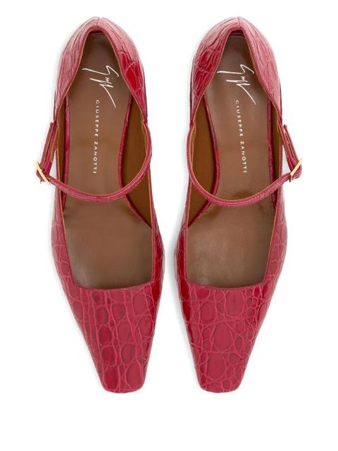 Giuseppe Zanotti crocodile-effect Mary Jane pumps - Red