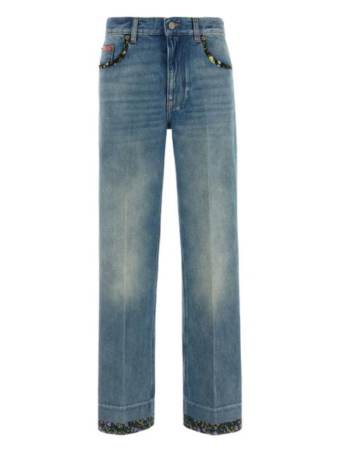 Valentino Garavani floral-trim jeans - Blue - zdjęcie produktu nr 1