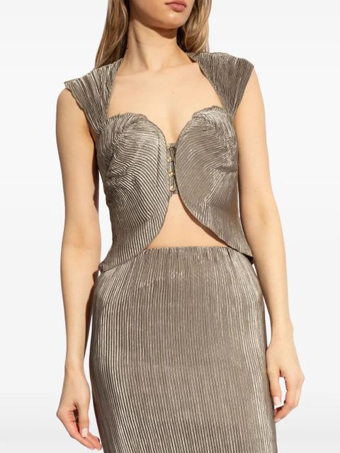 Cult Gaia Milli sweetheart-neck pleated top - Green