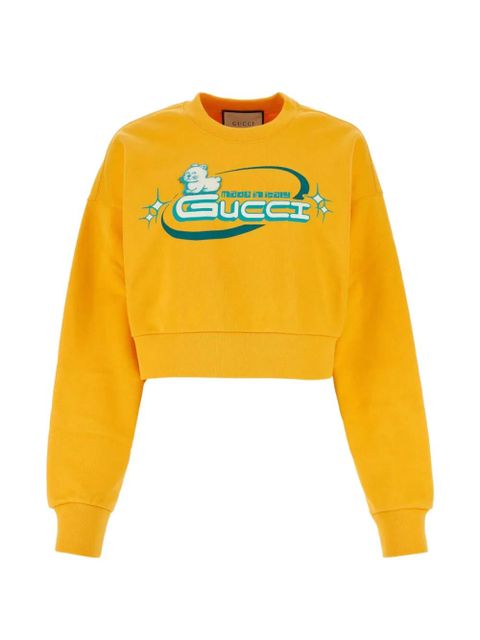 Gucci cotton cropped sweatshirt - Yellow - zdjęcie produktu nr 1