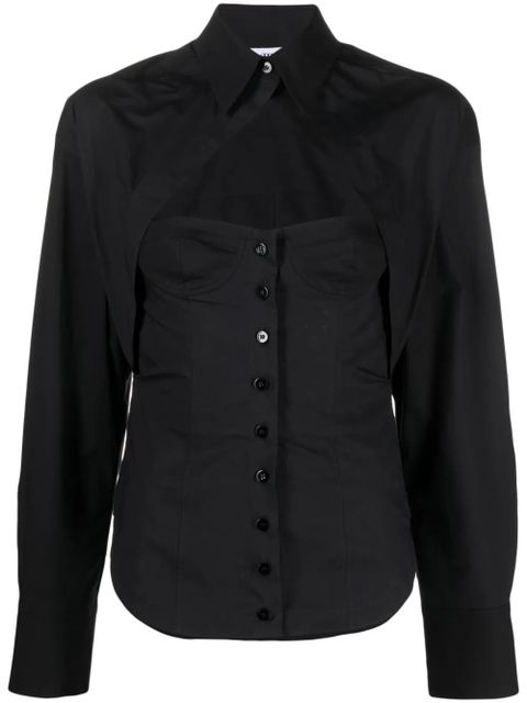 The Attico cut-out corset-style cotton shirt - Black - zdjęcie produktu nr 1