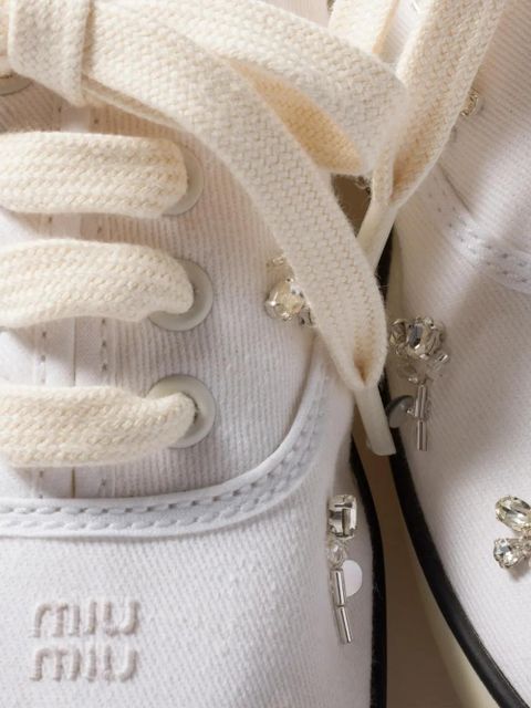 Miu Miu embroidered drill sneakers - White