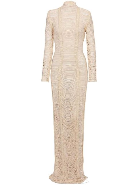 Balmain macramé-long-sleeves-maxi-dress - Neutrals - zdjęcie produktu nr 1
