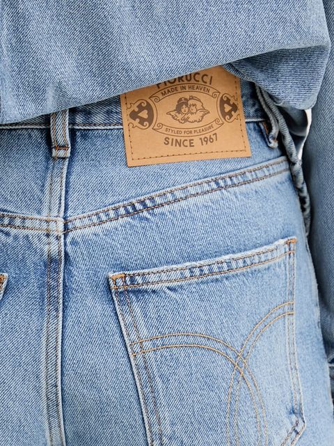 Fiorucci szorty jeansowe Bermuda Denim damskie kolor niebieski gładkie high waist W02SMDSH316DN01DN01