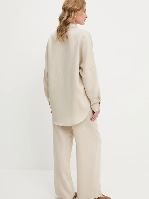 Answear.LAB koszula i spodnie z lnem damski kolor beżowy