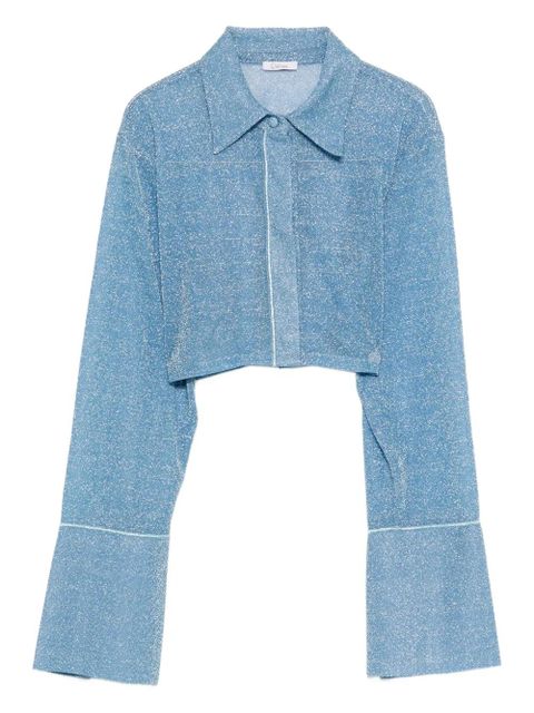 Oséree lurex cropped top - Blue - zdjęcie produktu nr 1