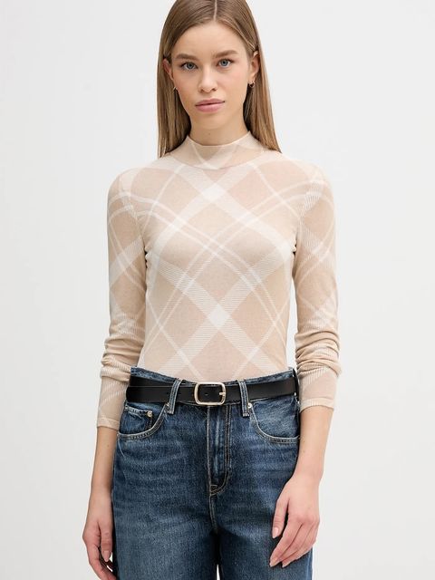 Barbour sweter bawełniany Savannah damski kolor beżowy lekki z półgolfem LKN1731 - zdjęcie produktu nr 1