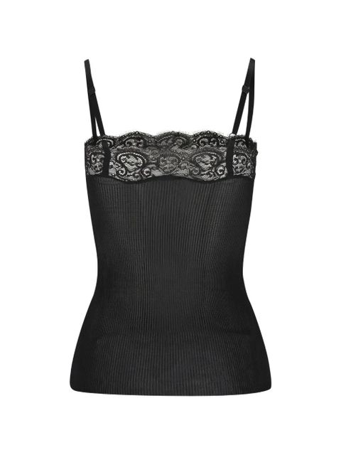 Saint Laurent lace ribbed top - Black - zdjęcie produktu nr 2