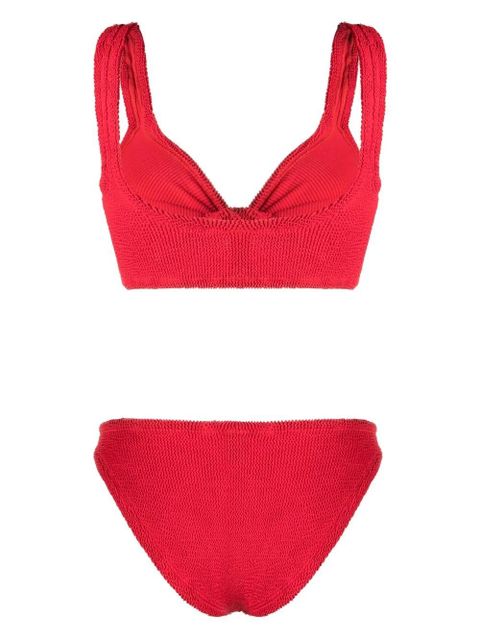 Hunza G Twist-detail crinkle bikini set - Red - zdjęcie produktu nr 2