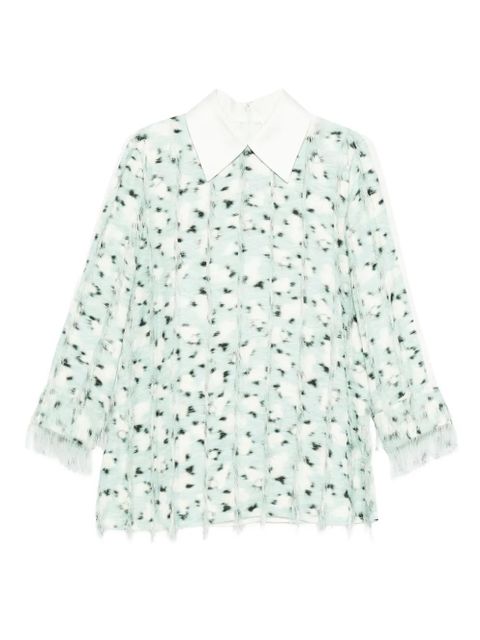 Jil Sander fringed printed top - Blue - zdjęcie produktu nr 1