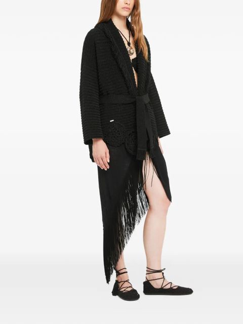 Alanui Island Memories fringed cardi-coat - Black